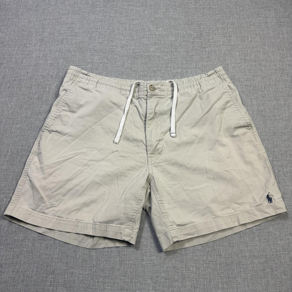 Polo Ralph Lauren Drawstring Chino Shorts Mens L Beige Classic Fit 6" Inseam